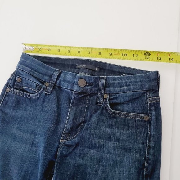 Fidelity Jeans Rev Straight Leg Mid Rise Bowery Dark Blue 24 - Picture 10 of 12